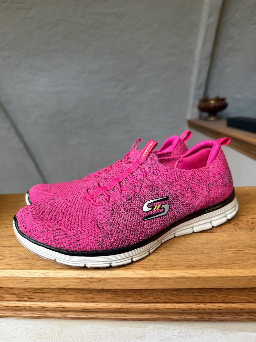 Skechers Pink Knit Slip-On Athletic Sneakers